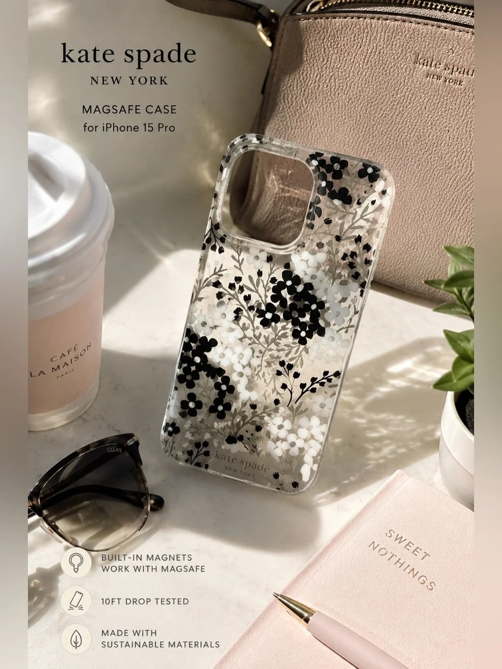 Kate Spade New York Floral MagSafe iPhone 15 Pro Case